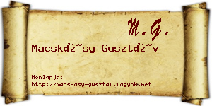 Macskásy Gusztáv névjegykártya
