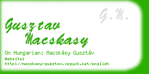 gusztav macskasy business card